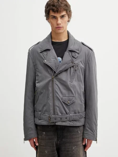 Maison Margiela geacă de biker bărbătească gri