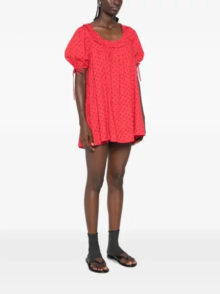 Rochie mini Damson Madder cu imagine roșu