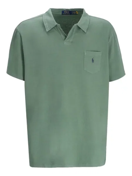 Lněné pruhované tričko Polo Ralph Lauren šedé