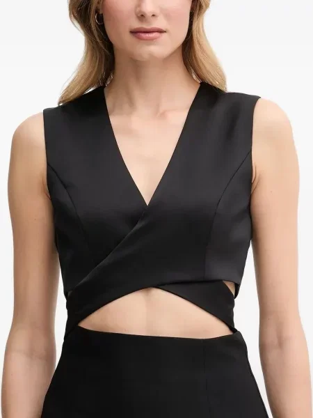 Rochie maxi Sandro Ferrone cu decolteu în V de costum negru