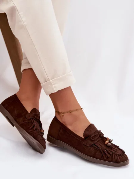 Mokasíny Boto s třásněmi hnědé