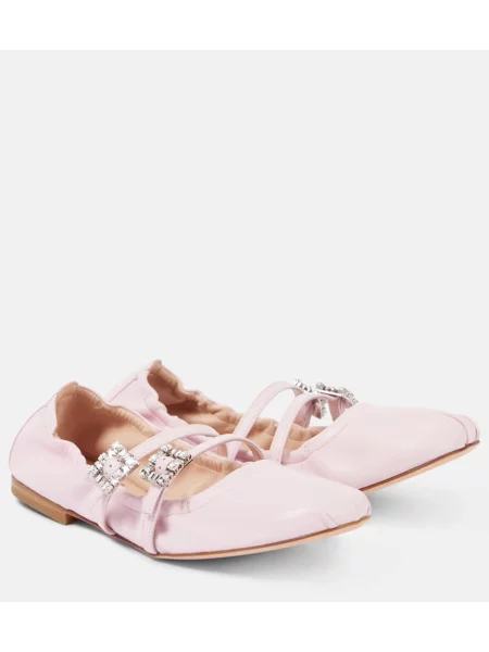Balerini Roger Vivier din piele de cristal roz