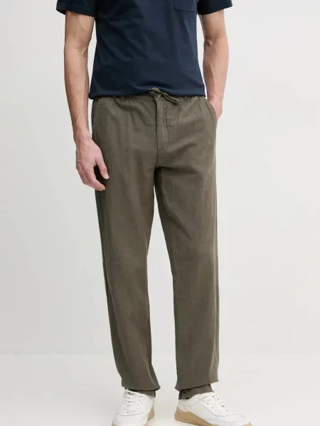 Lindbergh pantaloni din in barbati drept verde