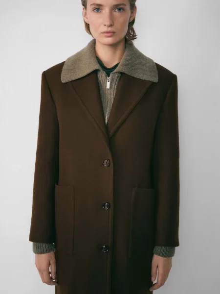 Вовняне Пальто MANGO коричневий