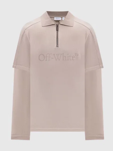 Поло з принтом логотипа Off-white бежеве