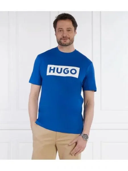 HUGO Blue Tricou Nico azur / alb albastru