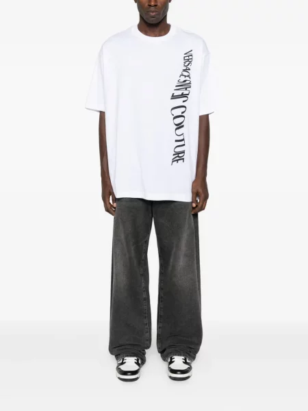 Tricou Versace Jeans Couture cu autograf alb