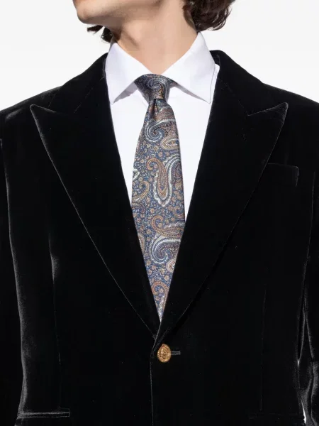 Cravată Etro cu model paisley albastru