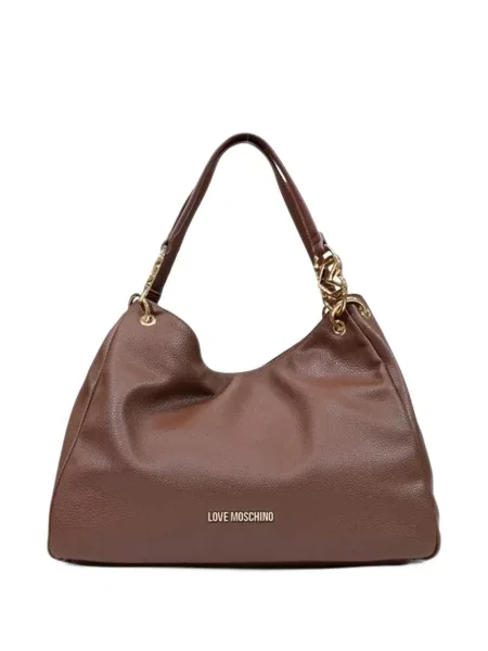 Geantă shopper Love Moschino cu autograf maro