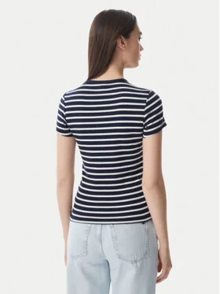 Tommy Jeans Tričko ESSENTIAL tmavomodrá / čerešňová biela