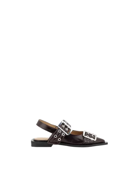GANNI baleriny Feminine Buckle Ballerina z odkrytą piętą bordowy