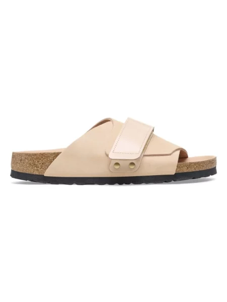 Klapki Birkenstock skórzane beżowe