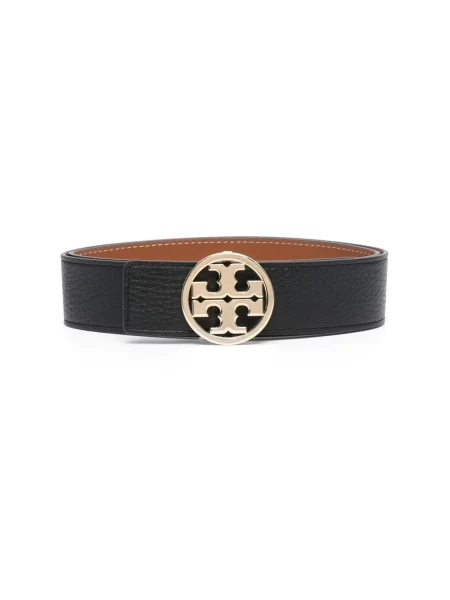 Pasek Tory Burch skórzany casual dwustronny czarny
