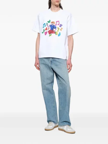 Tricou Vowels cu imagine alb