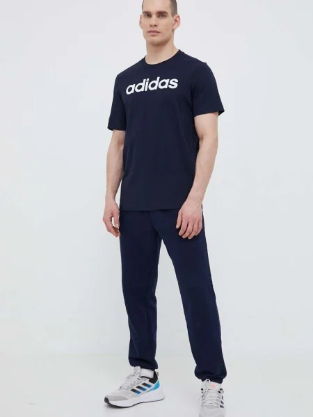 Adidas Póló Essentials Single Jersey Linear Embroidered Logo T-Shirt Regular Fit kék