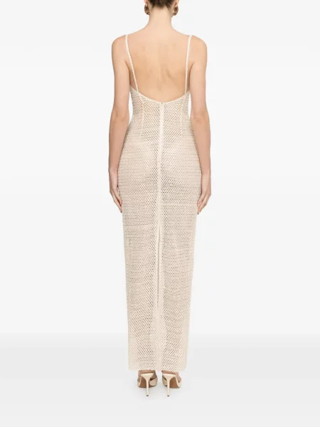 Rochie maxi Nissa cu paiete plasă alb