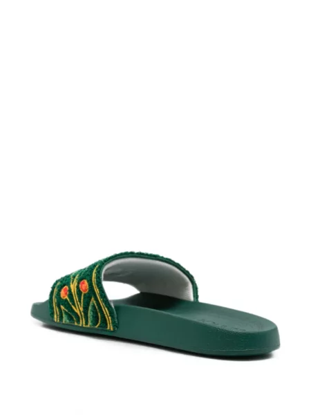 Papuci Casablanca cu model floral verde