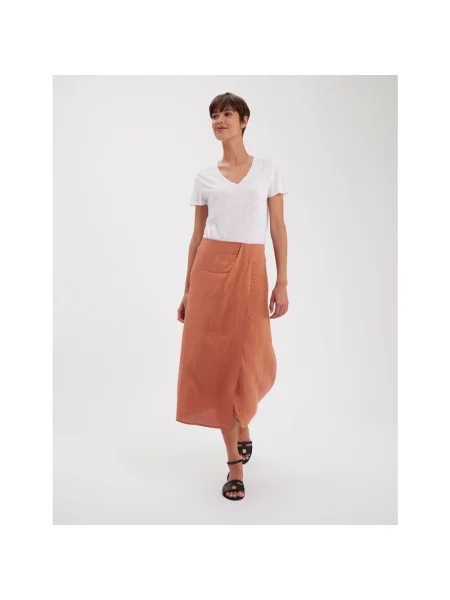 Spódnica Ines De La Fressange Paris kopertowa brązowa