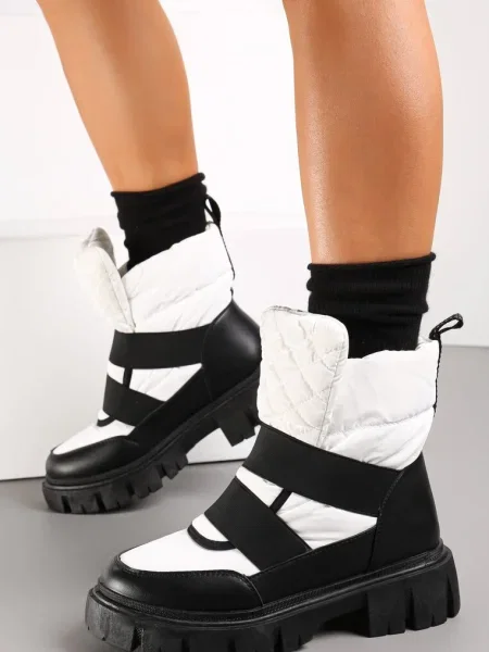 Ghete și negre slip-on matlasate Arjis albe