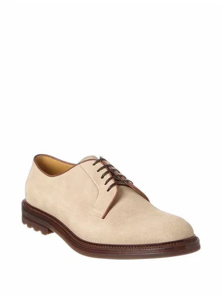 Pantofi derby Brunello Cucinelli din piele de căprioară maro