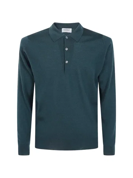 Lung tricou polo John Smedley verde
