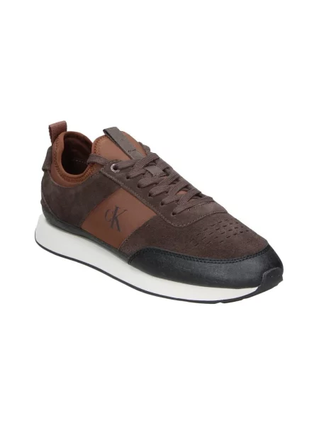 Sneakersy Calvin Klein Retro Runner Sock Laceup Mix hnedá