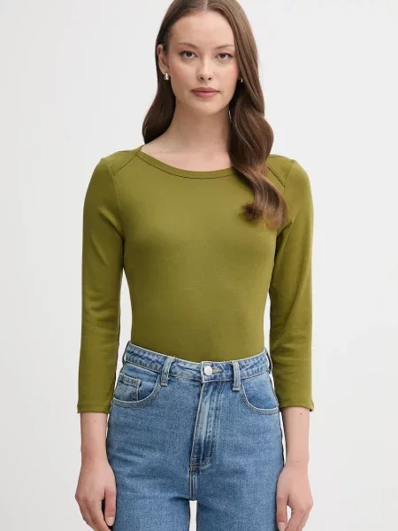 Блуза с дълги ръкави United Colors of Benetton розово зелено