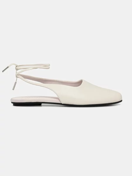 Kožené baleríny Calvin Klein BALLERINA SLING BACK LTH béžová