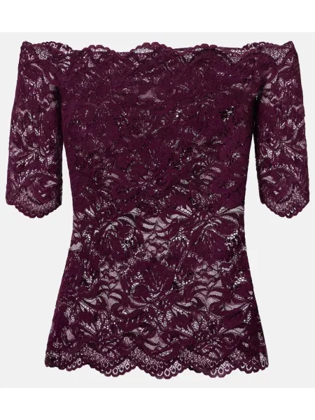 Top Rabanne din dantelă violet