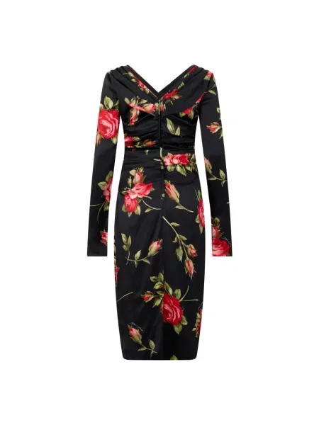 Sukienka midi Dolce And Gabbana w kwiatki czarna