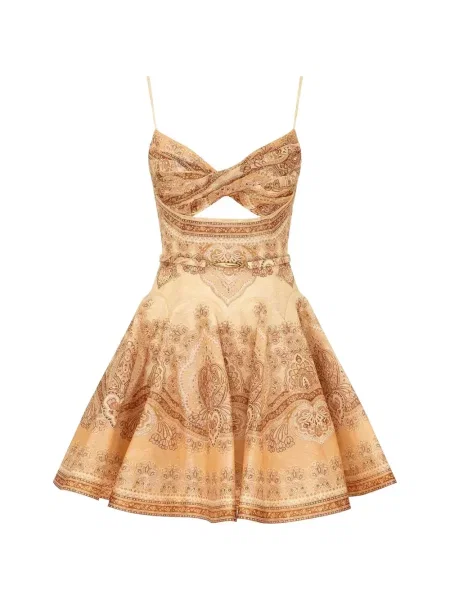 Mała sukienka mini Zimmermann z wzorem paisley garniturowa