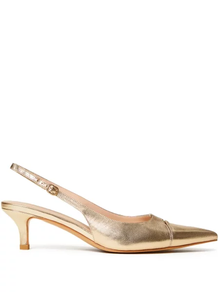 Pantofi cu toc Twinset din piele slingback auriu