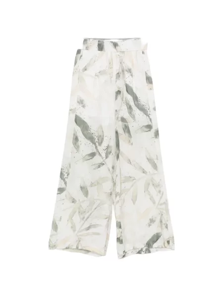 Pantaloni palazzo Peserico cu imagine alb