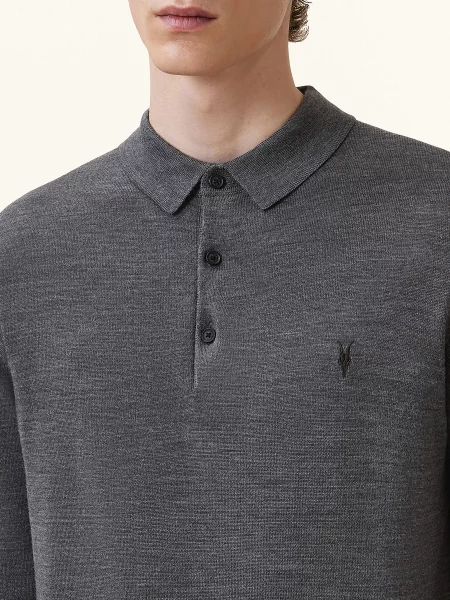 Allsaints Úpletová Polokošile Mode Z Merino Vlny šedá