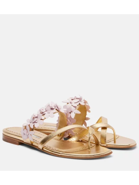 Chiloți tanga Manolo Blahnik din piele roz