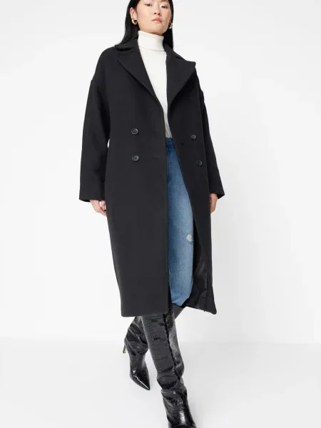 Кашмирено палто Trendyol черно