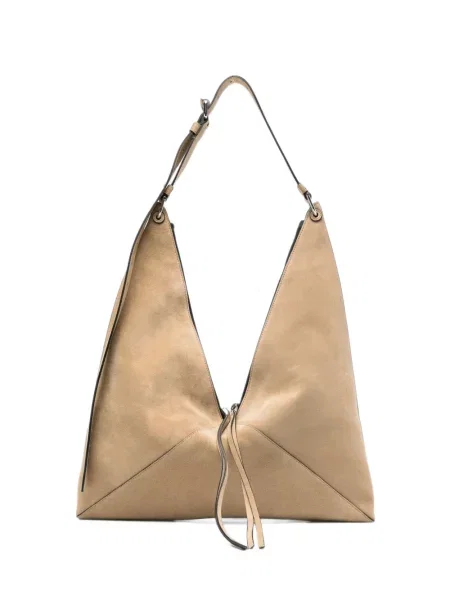 Geantă Moschino din piele de căprioară cu imprimeu geometric