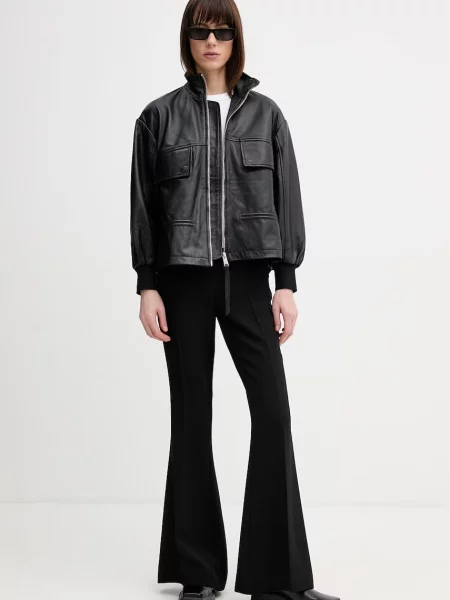 AllSaints kurtka bomber skórzana FLOR czarna