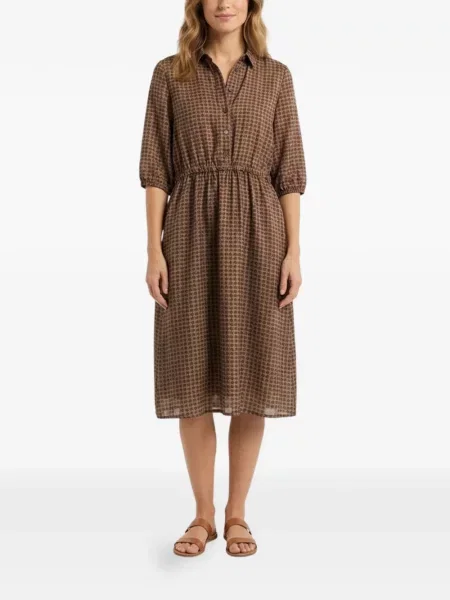 Rochie Laura Urbinati cu imagine cu model paisley maro