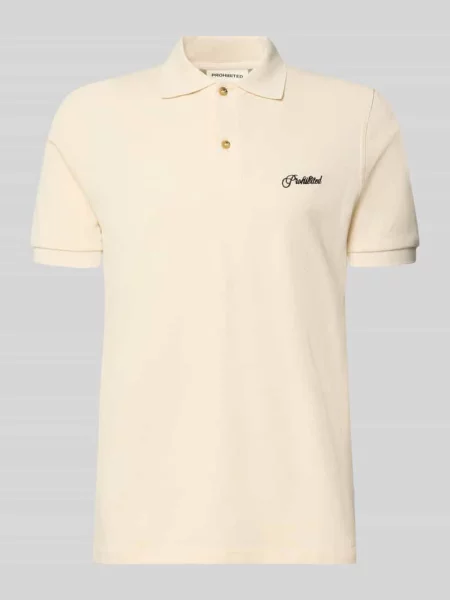 Koszulka polo o kroju slim fit z wyhaftowanym logo model „Hampton” Prohibited biała