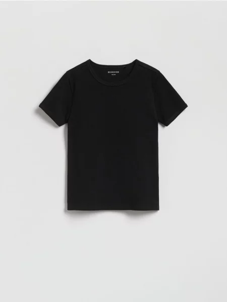 Reserved Tricou din tricot striat negru