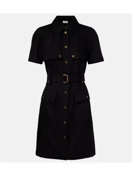 Sukienka koszulowa Burberry wełniana garniturowa czarna