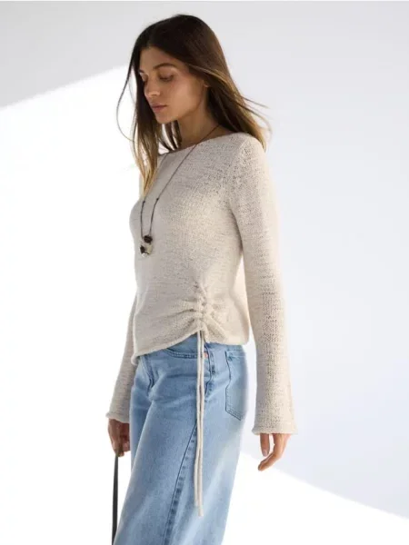 Reserved Pulover cu cordon decorativ nude