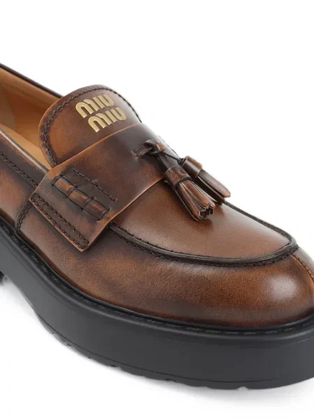 Pantofi loafer Miu Miu din piele maro
