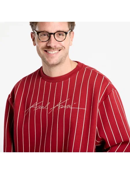 Суитшърт Karl Kani Autograph Pinstripe Sweat Os Crewneck Red L червено