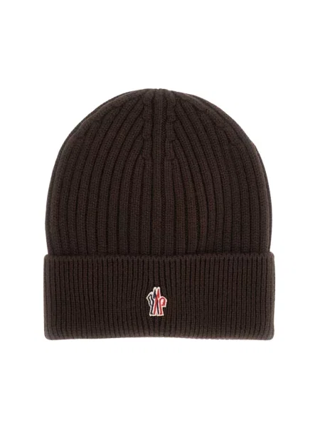 Czapka Moncler wełniana brązowa