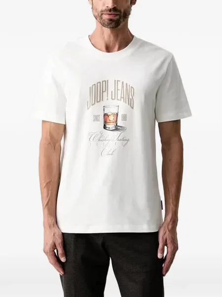 Tricou Joop! cu imagine cu decolteu rotund alb