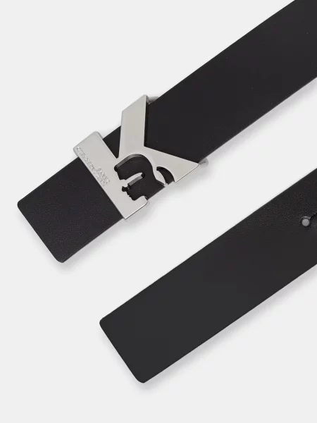 Karl Lagerfeld Jeans dvostranski pas usnjeni črna