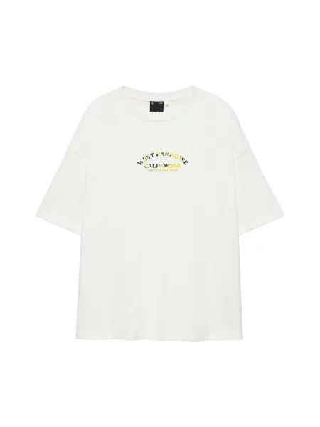 Pull&Bear Tricou WEST PARADISE albastru regal / galben / negru alb