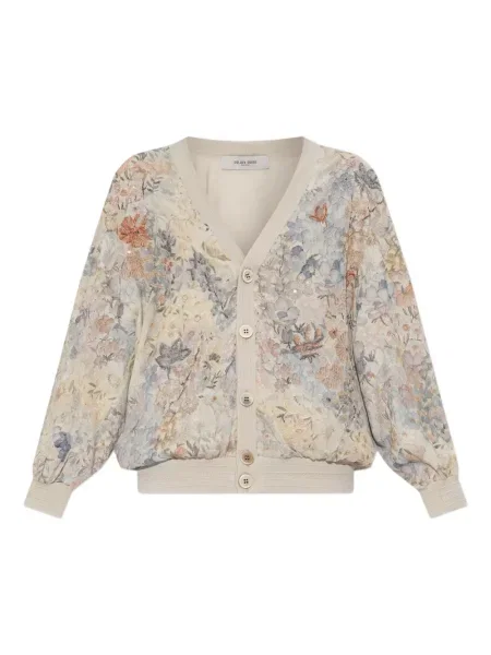 Cardigan Golden Goose cu paiete cu model floral auriu